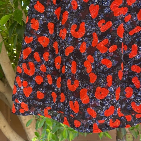 Iro Skirt Womens 32 XS Red Black Floral Silk Secrets Mini Summer Flowy Boho - Picture 6 of 10